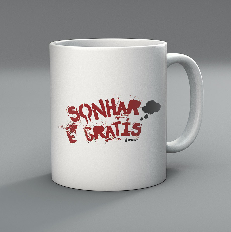 Caneca-Aplicada-Sonhar-e-gratis-branca Caneca Sonhar é Grátis