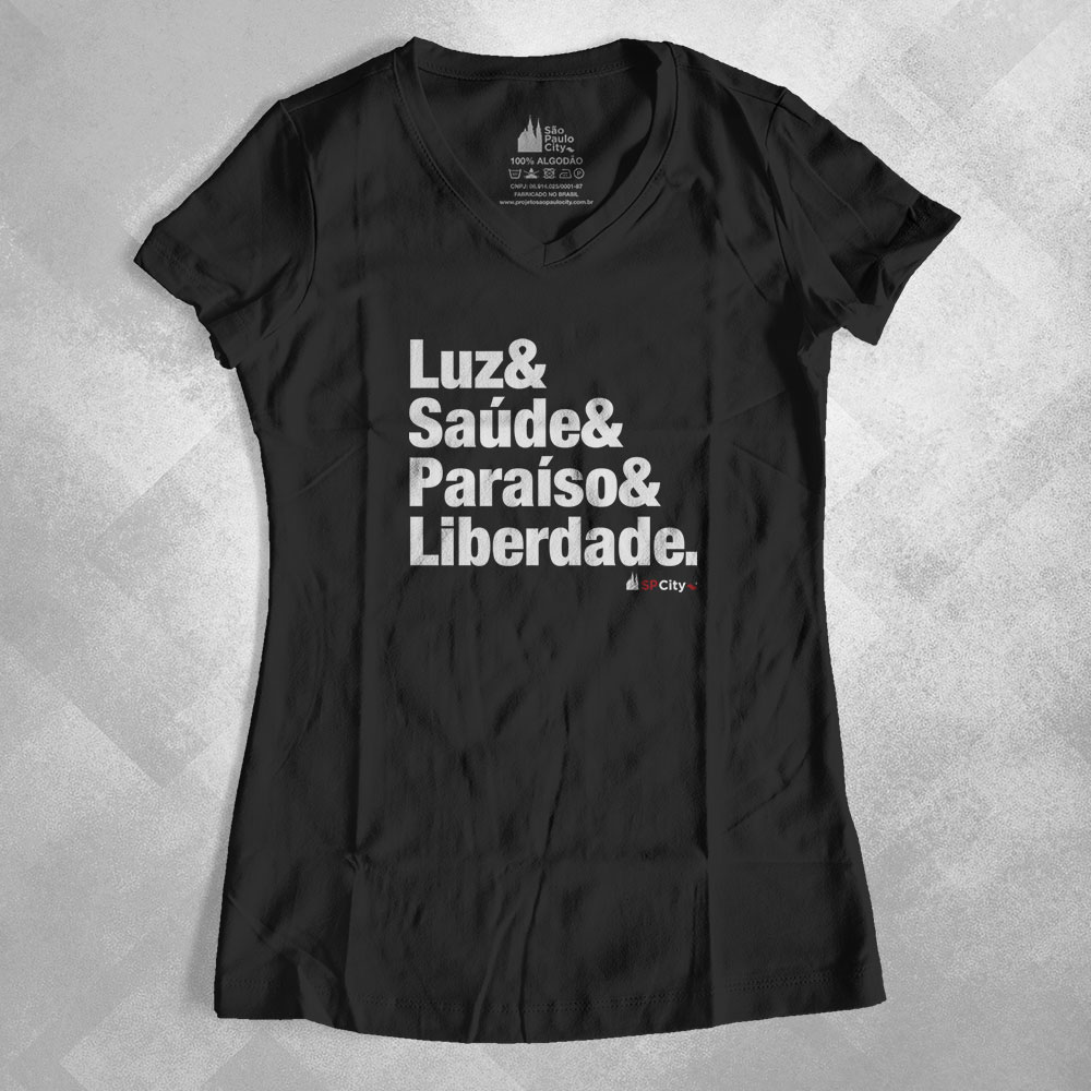 Baby-look-Luz-Paraiso-Liberdade-Preta Luz Saúde Paraíso Liberdade