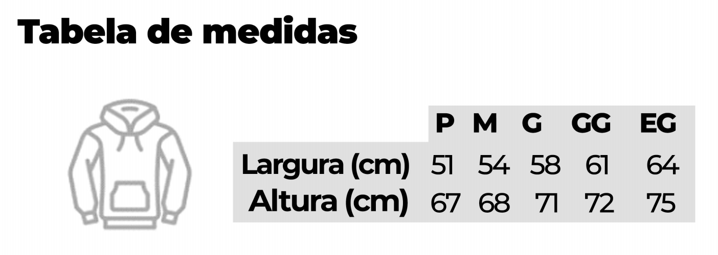 Tabela de medidas moletom - Moletom Canguru Unisex Preto SP Antenas by Miguel Garcia