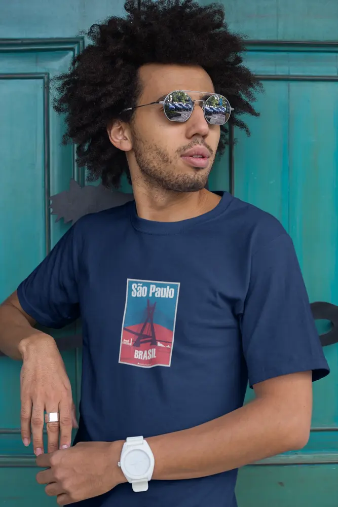 camiseta selo sao paulo azul marinho - Camiseta Selo São Paulo