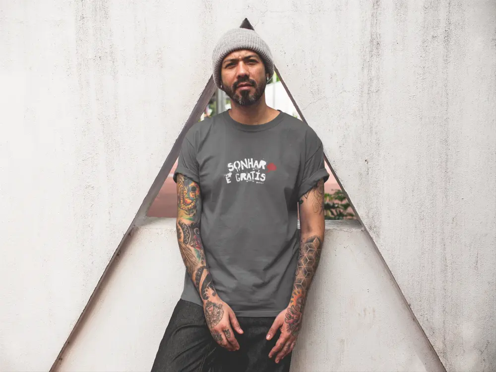 camiseta-sonhar-e-gratis-cinza Camiseta Sonhar é Grátis