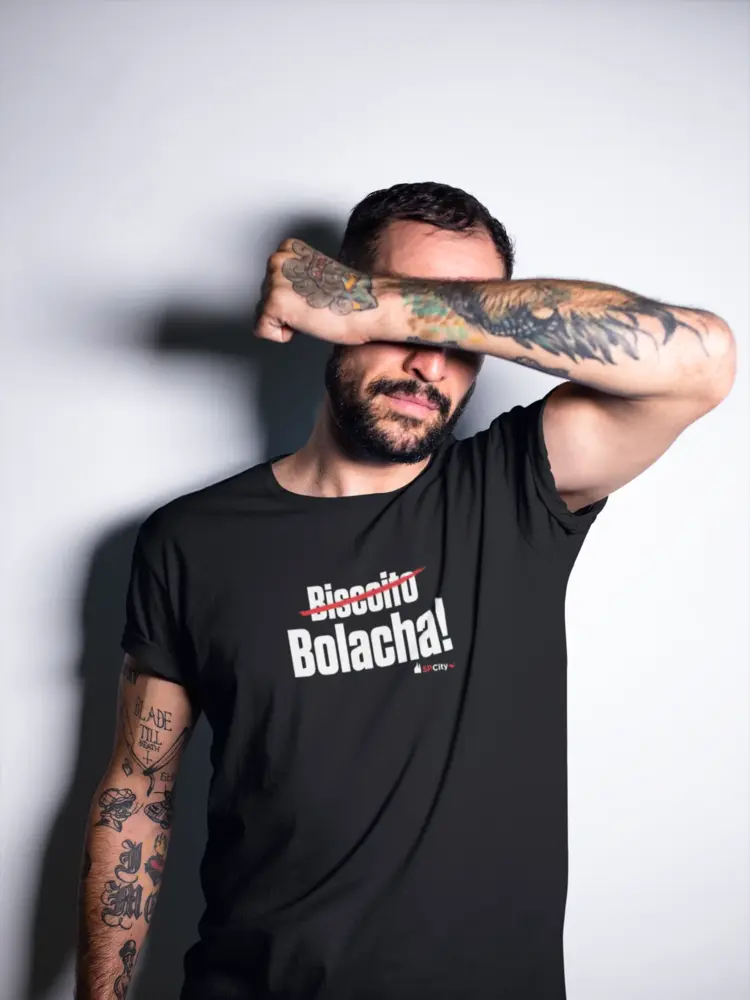 camiseta sp bolacha preta - Projeto São Paulo City - Produtos da Cidade de SP