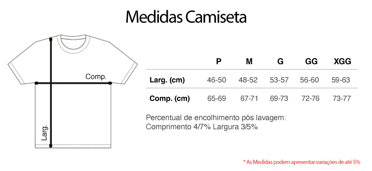 tabela camiseta - Camiseta Bandeira Cidade de São Paulo